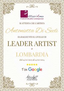 Attestato Leader Artist of Lombardia 2023 - Antonietta Di Seclì