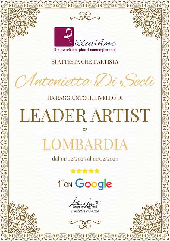 Attestato Leader Artist of Lombardia 2023 - Antonietta Di Seclì